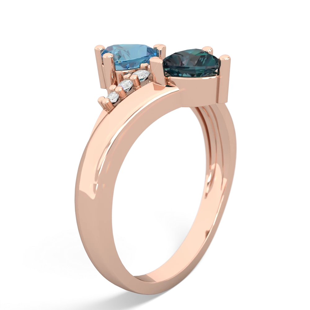 Blue Topaz Heart To Heart 14K Rose Gold ring R2064