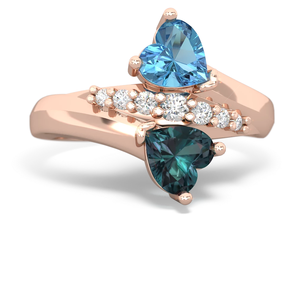 Blue Topaz Heart To Heart 14K Rose Gold ring R2064