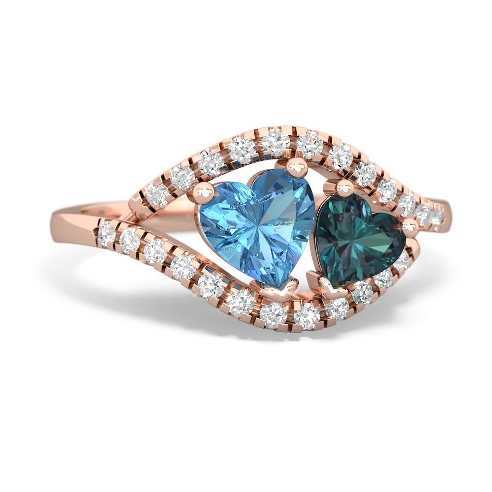 Blue Topaz Mother And Child 14K Rose Gold ring R3010