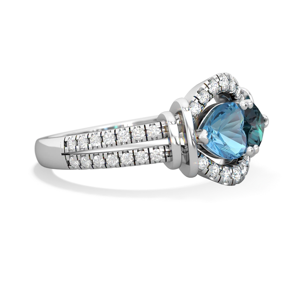 Blue Topaz Art-Deco Keepsake 14K White Gold ring R5630