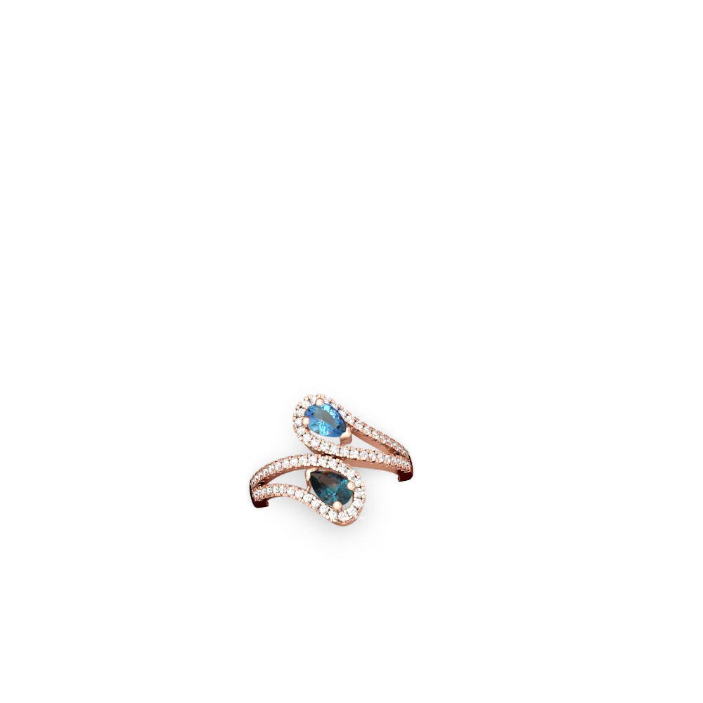 Blue Topaz Diamond Dazzler 14K Rose Gold ring R3000