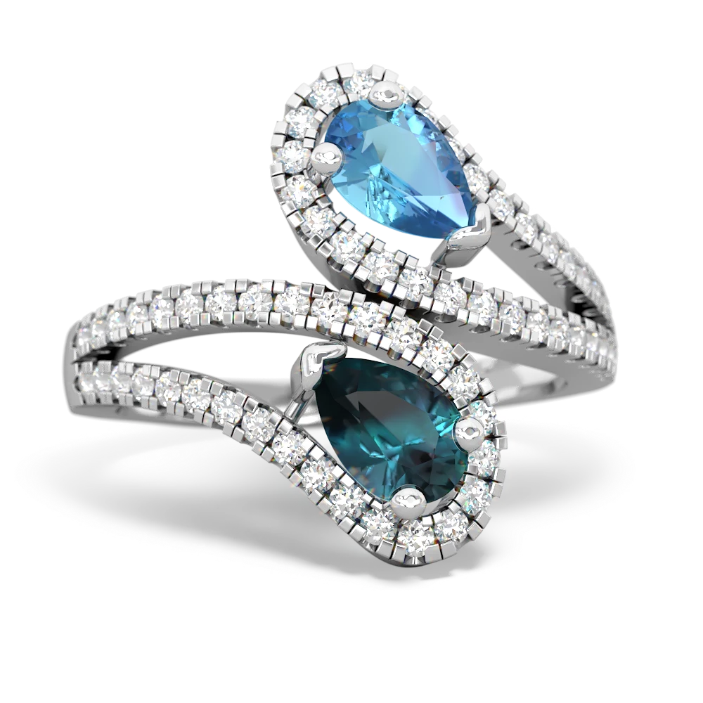 Blue Topaz Diamond Dazzler 14K White Gold ring R3000