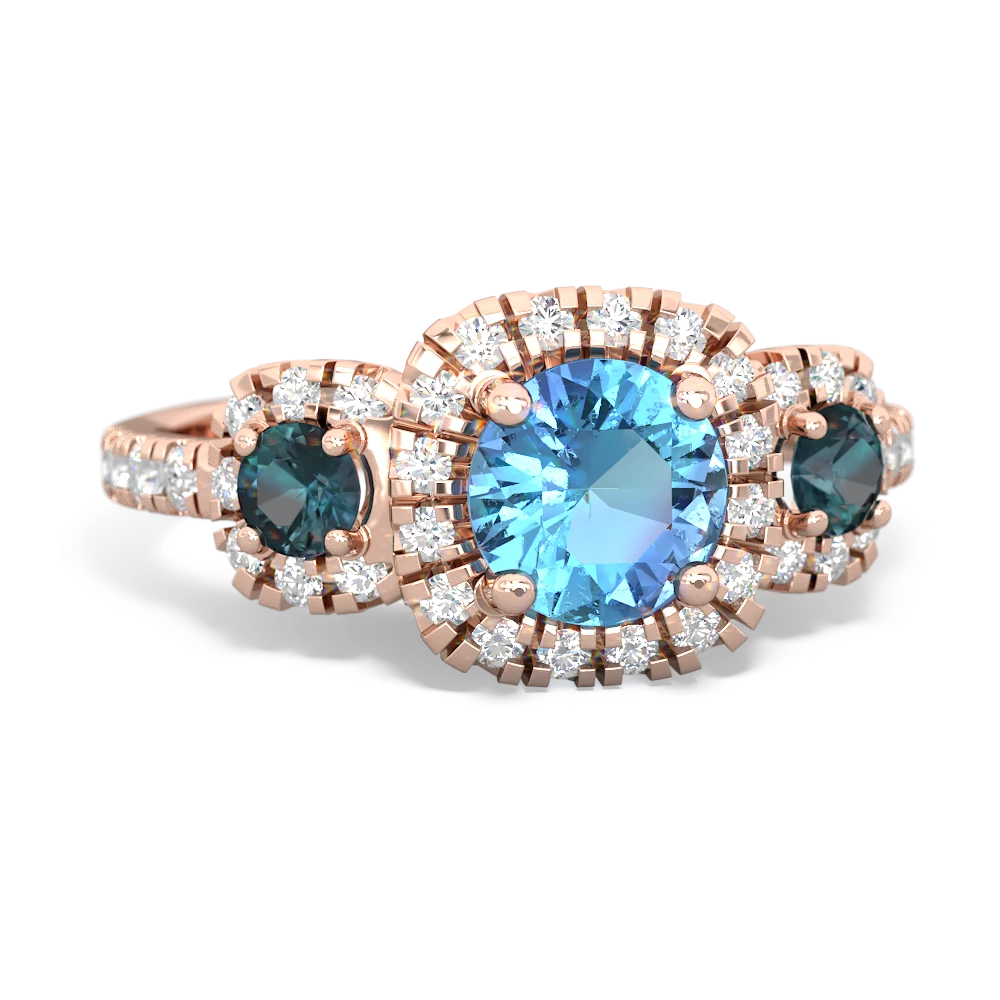 Blue Topaz Regal Halo 14K Rose Gold ring R5350