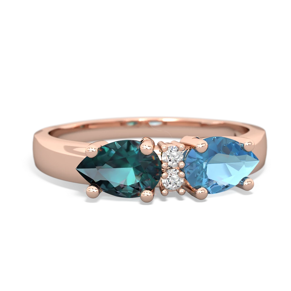 Blue Topaz Pear Bowtie 14K Rose Gold ring R0865