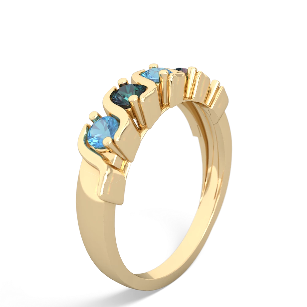 Blue Topaz Anniversary Band 14K Yellow Gold ring R2089