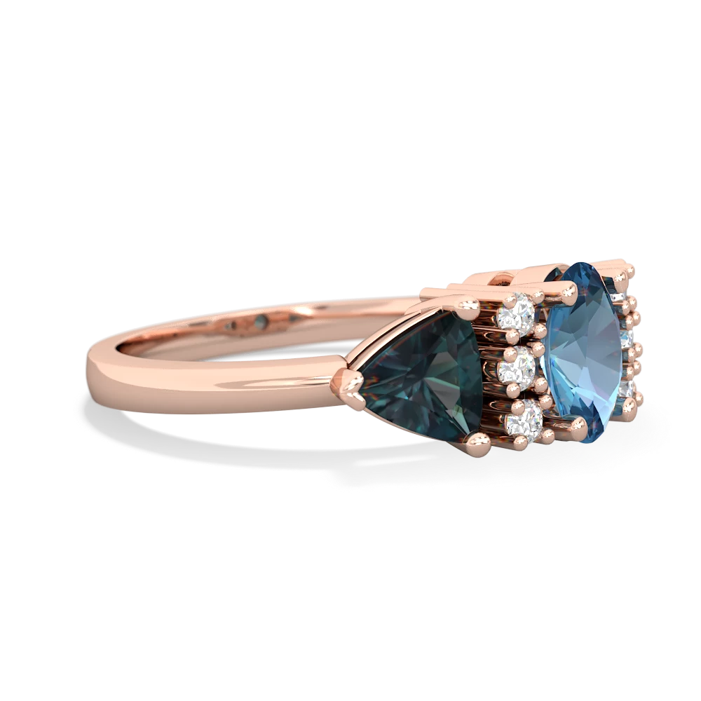 Blue Topaz Antique Style Three Stone 14K Rose Gold ring R2186