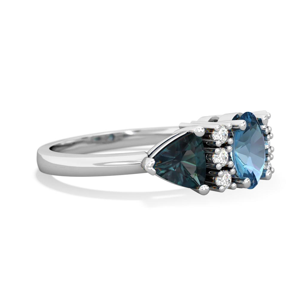 Blue Topaz Antique Style Three Stone 14K White Gold ring R2186