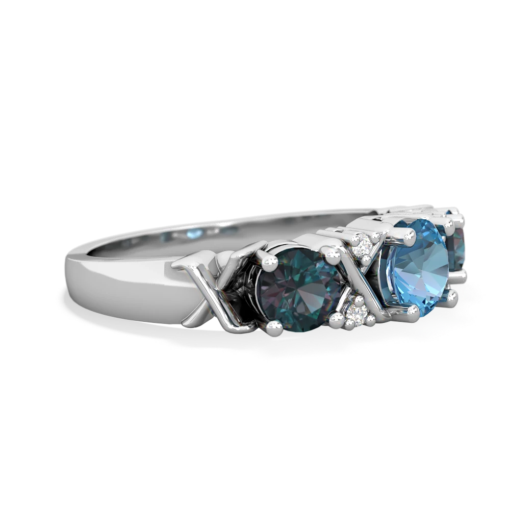 Blue Topaz Hugs And Kisses 14K White Gold ring R5016