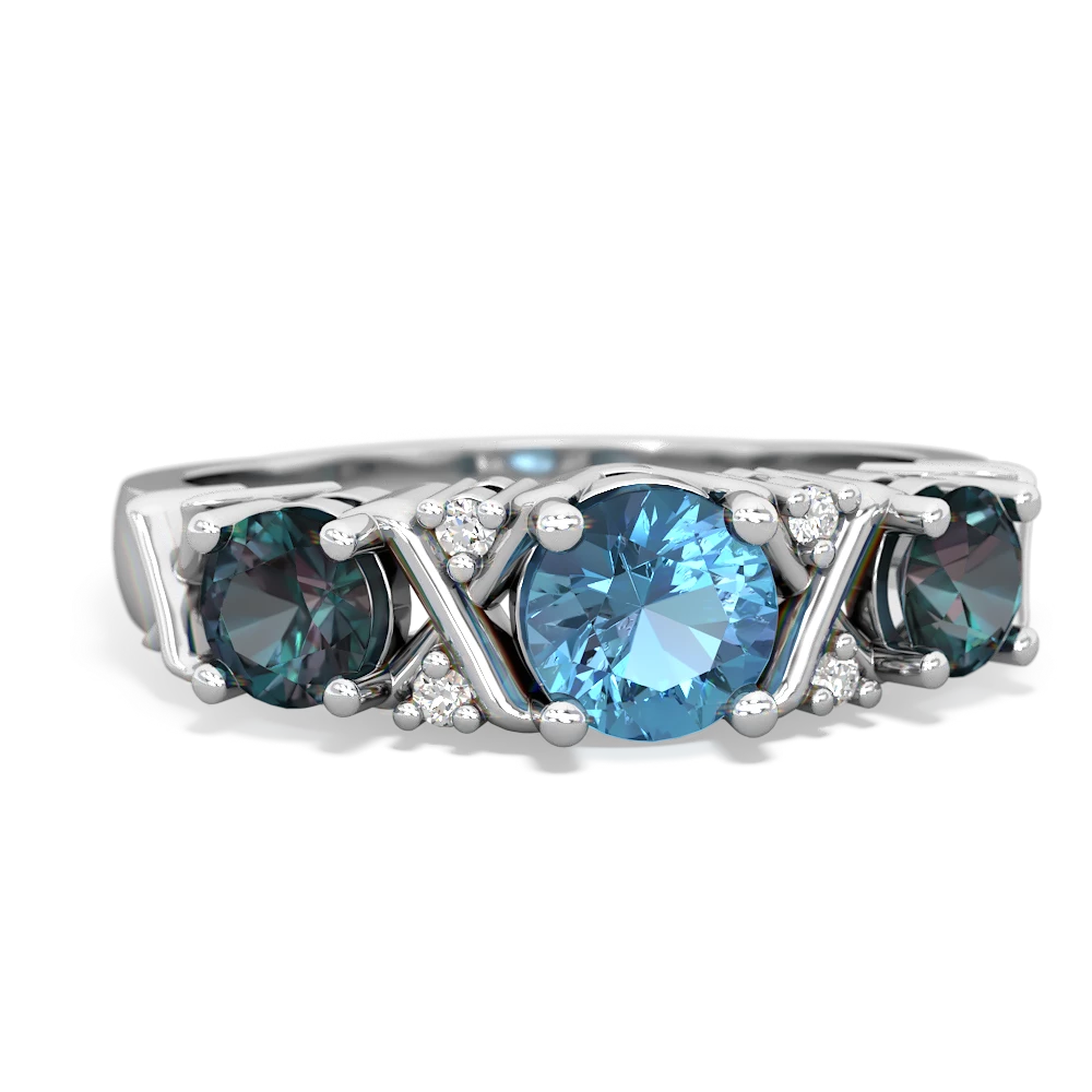 Blue Topaz Hugs And Kisses 14K White Gold ring R5016