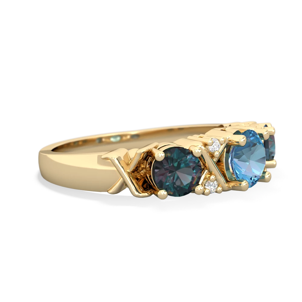 Blue Topaz Hugs And Kisses 14K Yellow Gold ring R5016