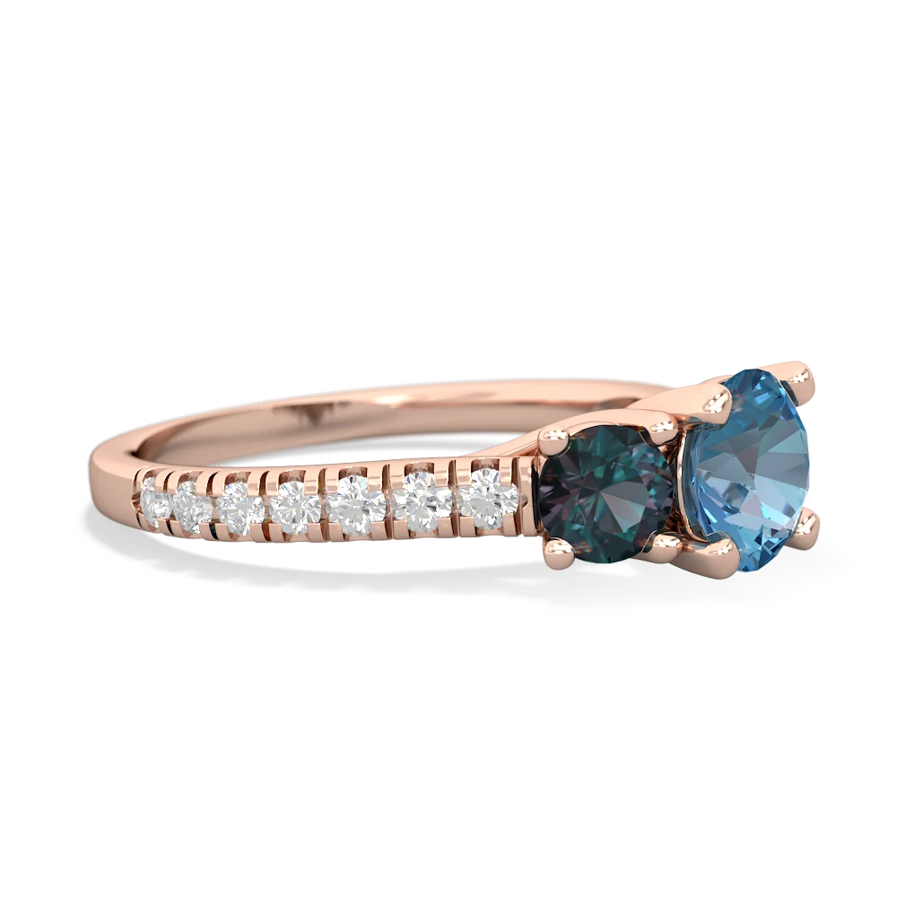 Blue Topaz Pave Trellis 14K Rose Gold ring R5500