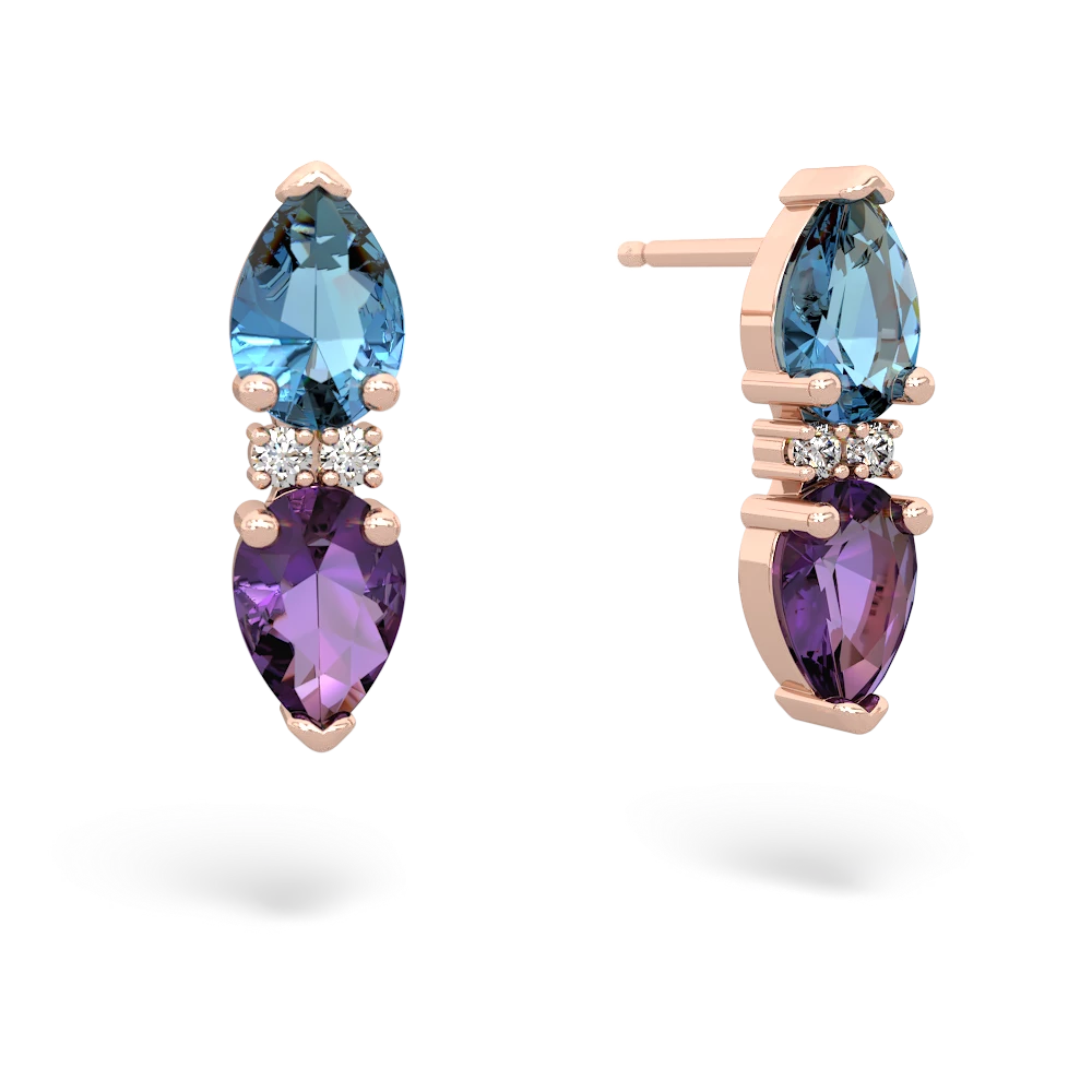 Blue Topaz Bowtie Drop 14K Rose Gold earrings E0865