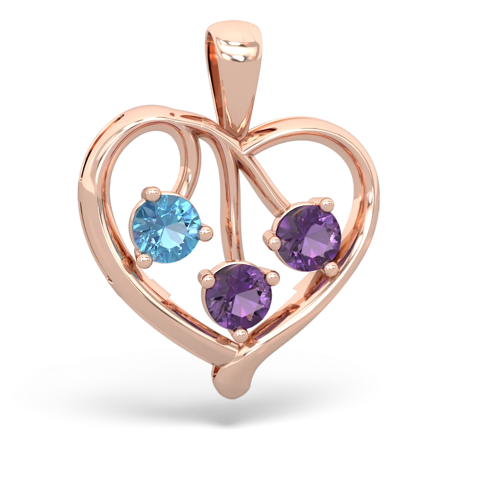 Blue Topaz Glowing Heart 14K Rose Gold pendant P2233