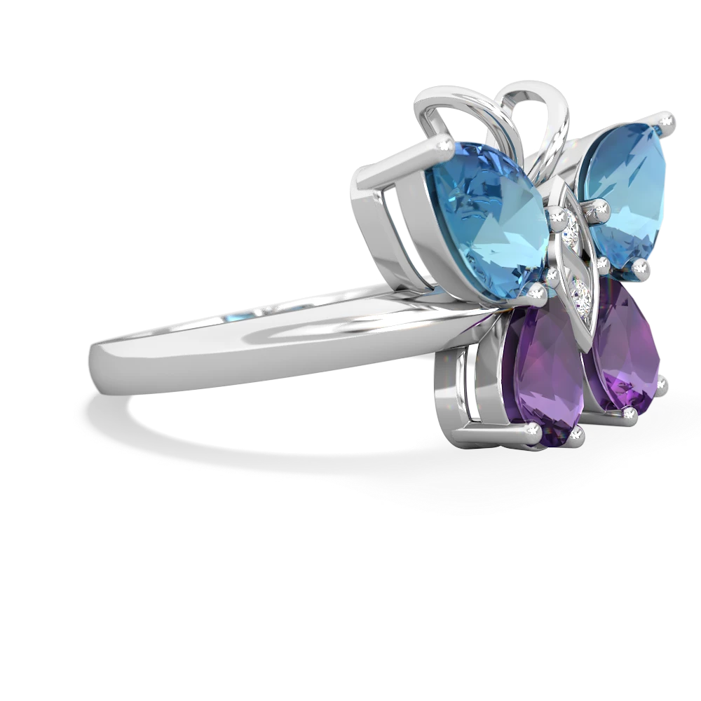 Blue Topaz Butterfly 14K White Gold ring R2215