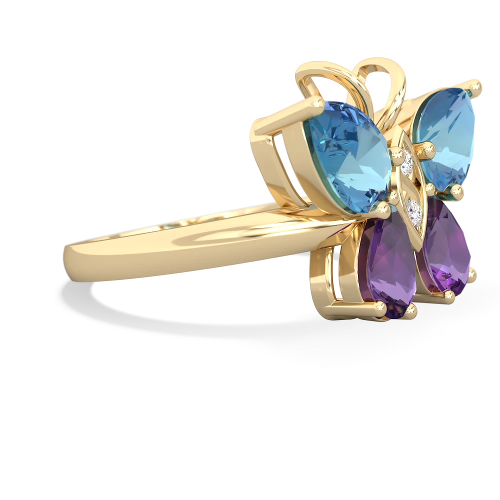 Blue Topaz Butterfly 14K Yellow Gold ring R2215