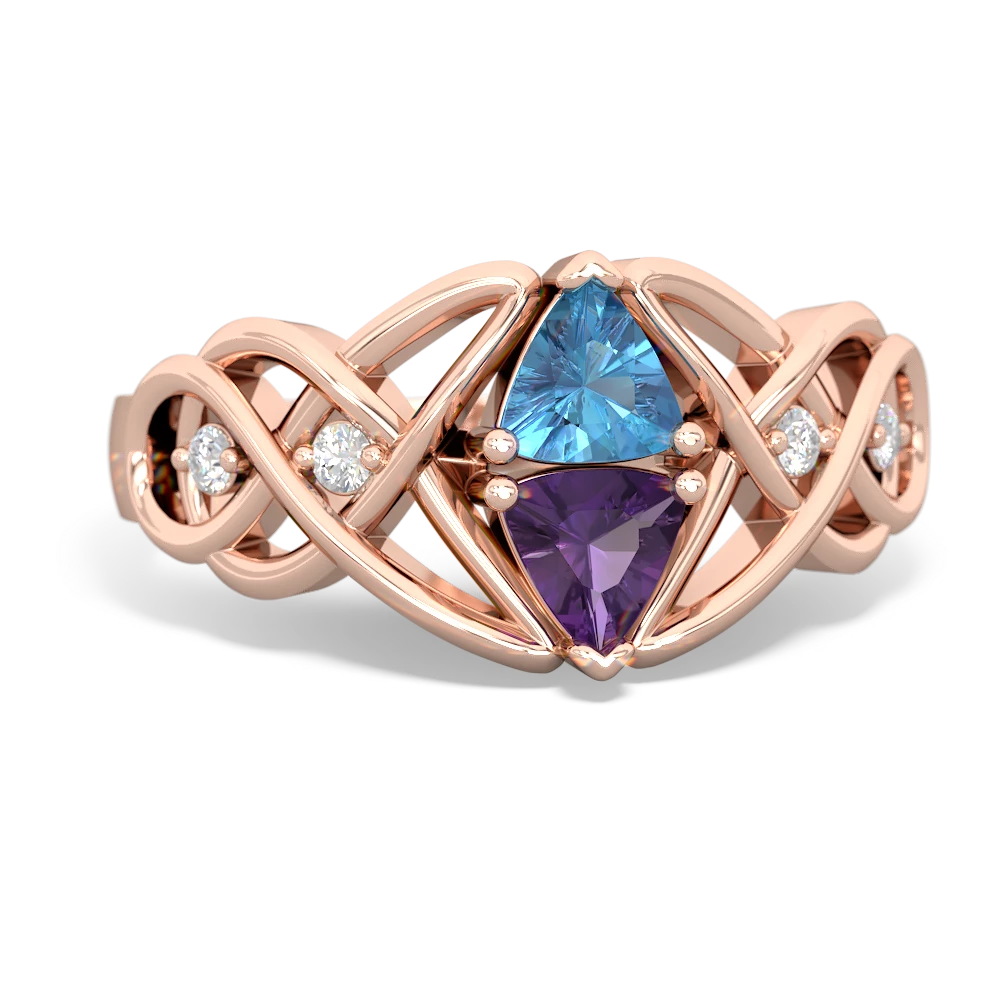 Blue Topaz Keepsake Celtic Knot 14K Rose Gold ring R5300