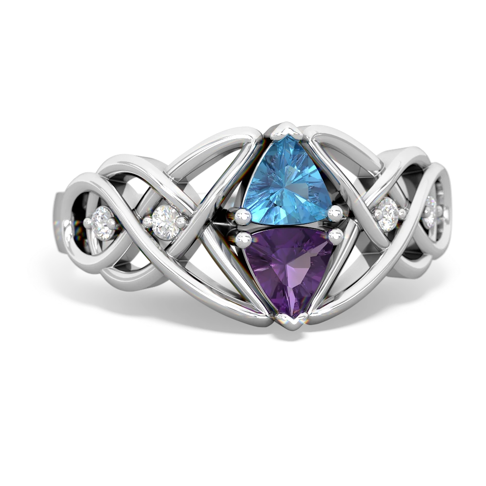 Blue Topaz Keepsake Celtic Knot 14K White Gold ring R5300