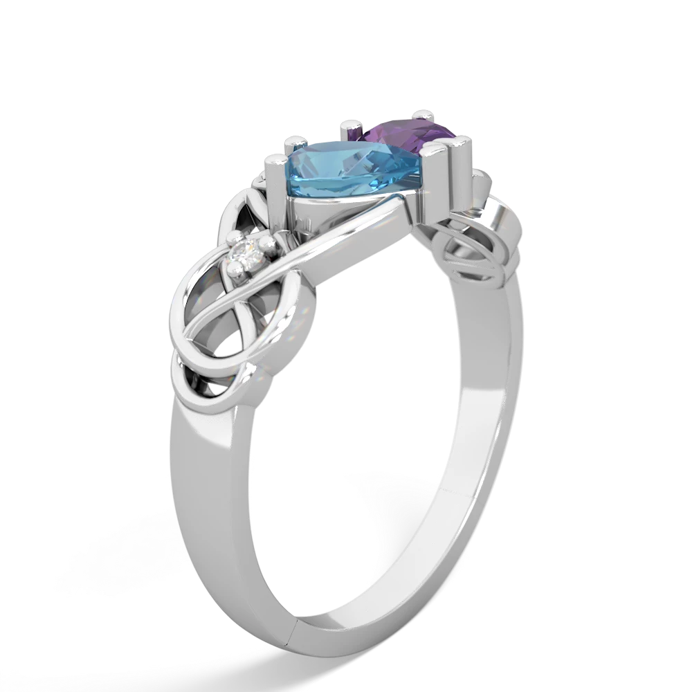 Blue Topaz 'One Heart' Celtic Knot Claddagh 14K White Gold ring R5322