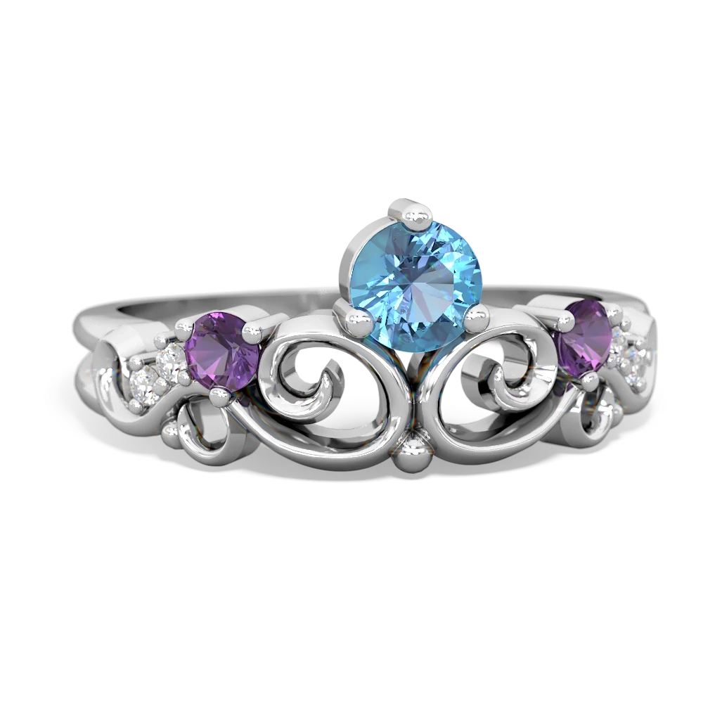 Blue Topaz Crown Keepsake 14K White Gold ring R5740