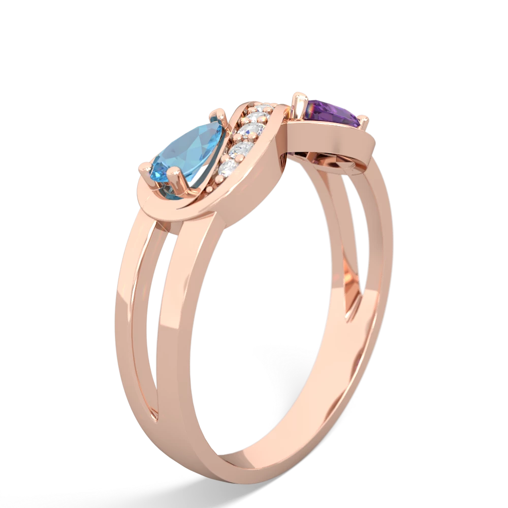 Blue Topaz Diamond Infinity 14K Rose Gold ring R5390