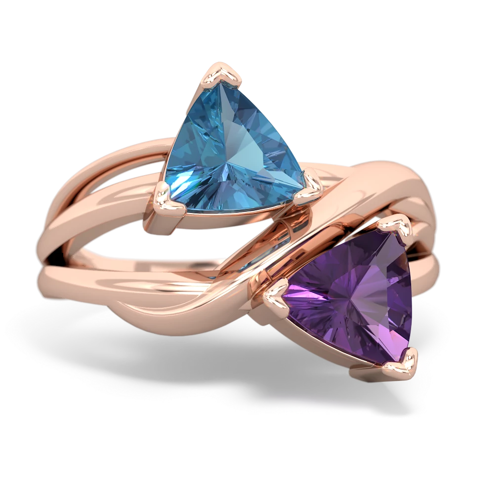 Blue Topaz Split Band Swirl 14K Rose Gold ring R2341