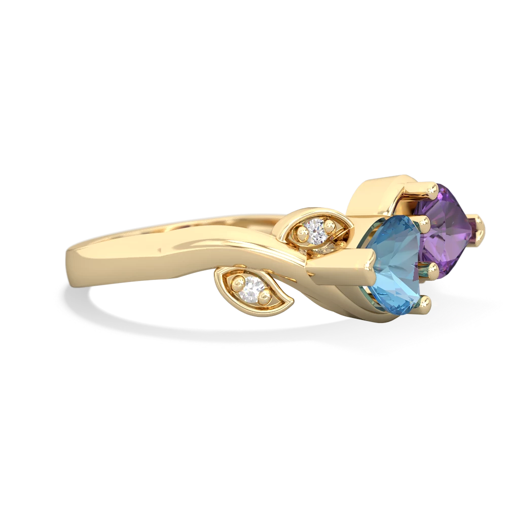 Blue Topaz Floral Elegance 14K Yellow Gold ring R5790