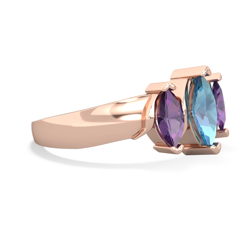 Blue Topaz Three Peeks 14K Rose Gold ring R2433