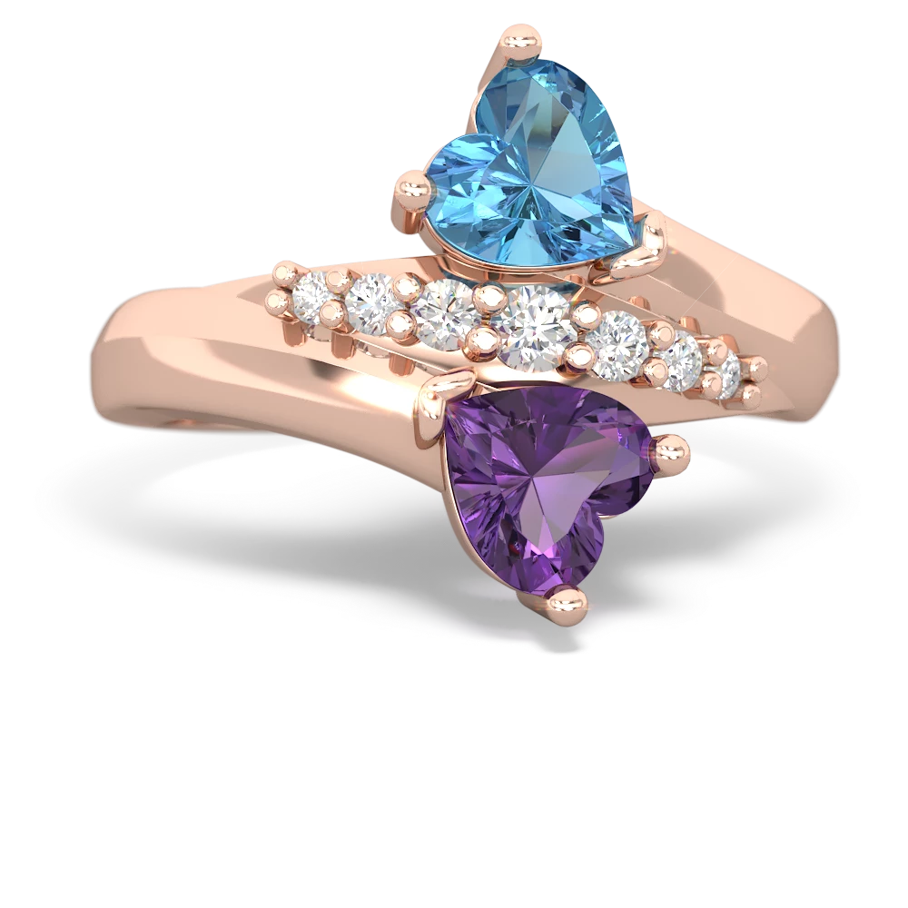 Blue Topaz Heart To Heart 14K Rose Gold ring R2064