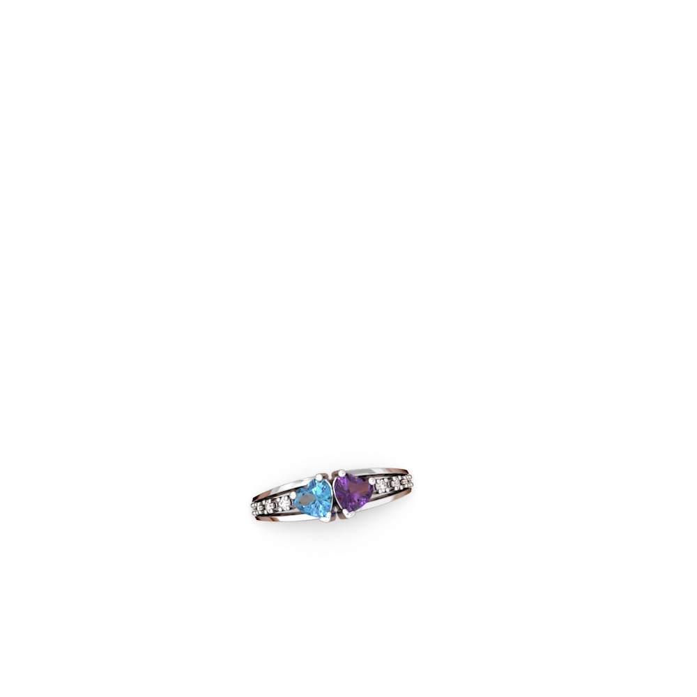 Blue Topaz Heart To Heart 14K White Gold ring R3342