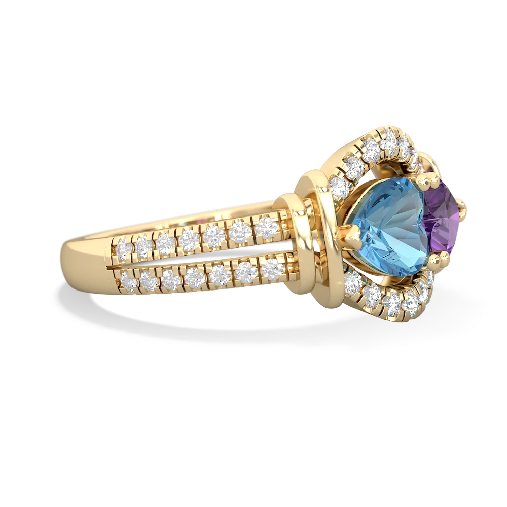 Blue Topaz Art-Deco Keepsake 14K Yellow Gold ring R5630