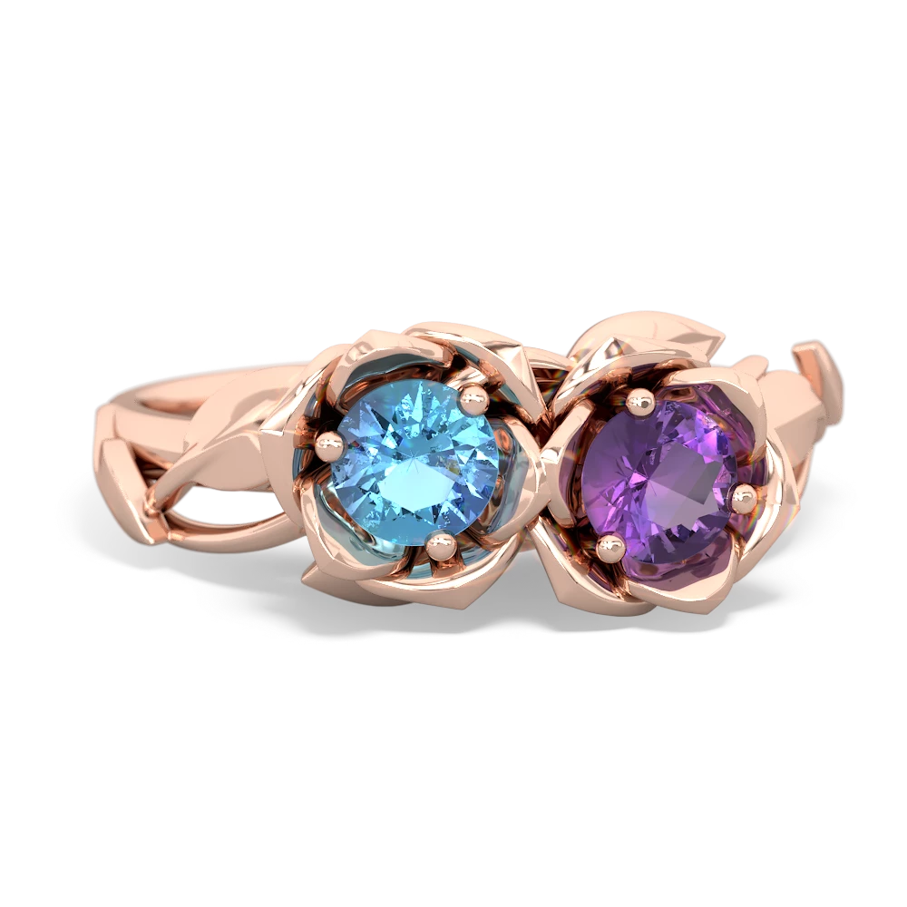 Blue Topaz Rose Garden 14K Rose Gold ring R5510