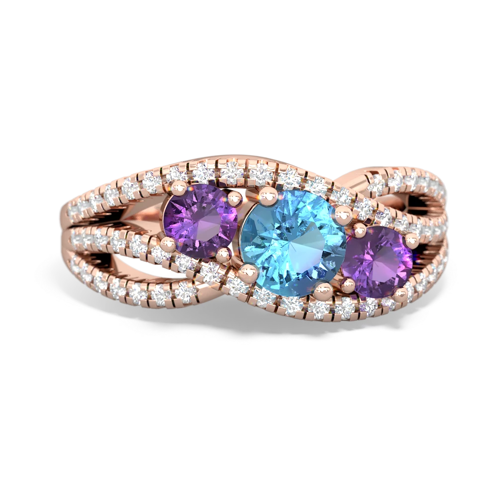 Blue Topaz Three Stone Aurora 14K Rose Gold ring R3080