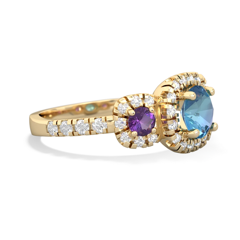 Blue Topaz Regal Halo 14K Yellow Gold ring R5350