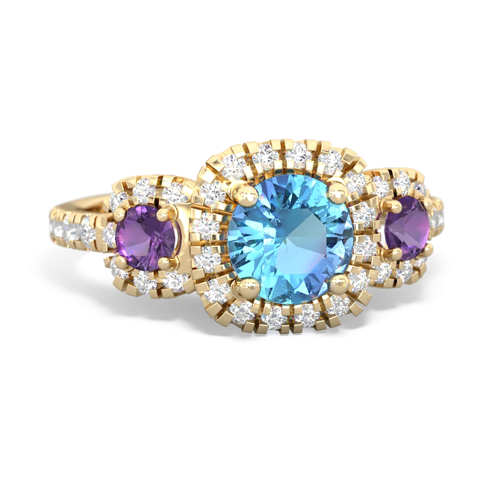 Blue Topaz Regal Halo 14K Yellow Gold ring R5350