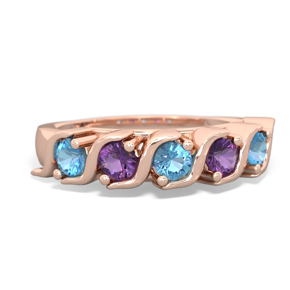 Blue Topaz Anniversary Band 14K Rose Gold ring R2089