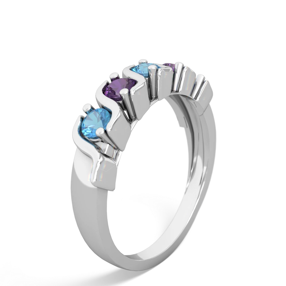 Blue Topaz Anniversary Band 14K White Gold ring R2089