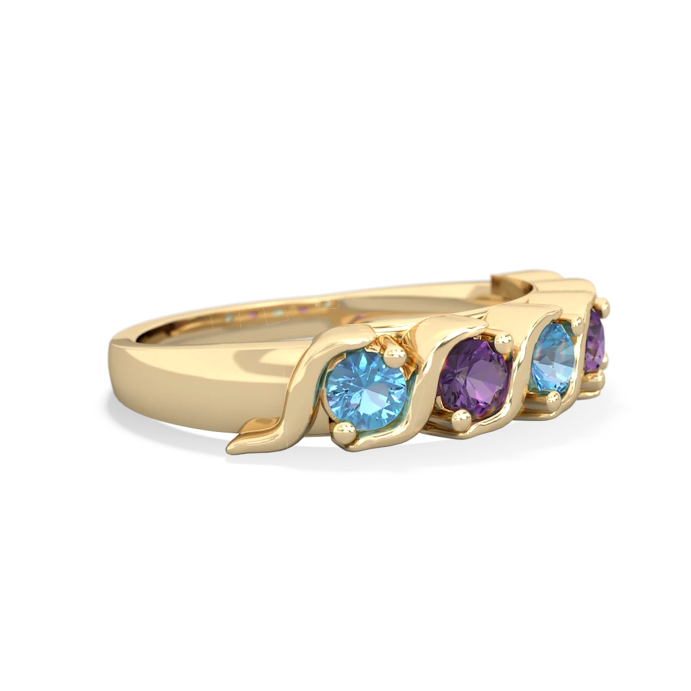 Blue Topaz Anniversary Band 14K Yellow Gold ring R2089