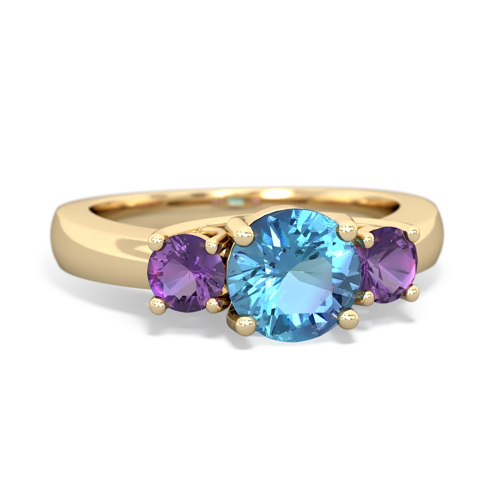 18k Yellow Gold Blue Topaz Amethyst Three Stone Cocktail Ring | Artisan |  Wolf & Badger