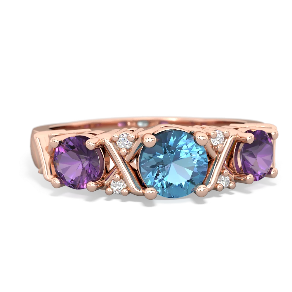 Blue Topaz Hugs And Kisses 14K Rose Gold ring R5016