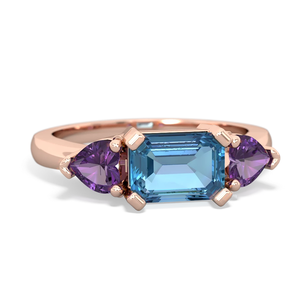 Blue Topaz Three Stone 14K Rose Gold ring R5235