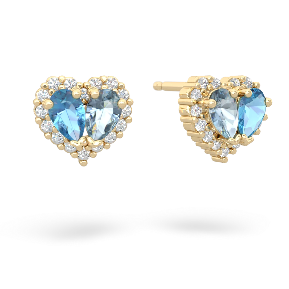 Blue Topaz Halo 14K Yellow Gold earrings E7008