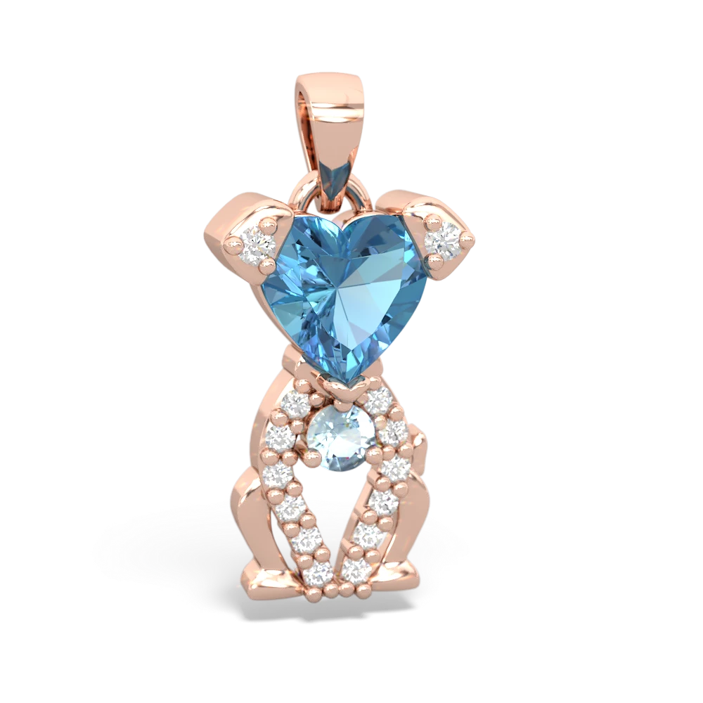 Blue Topaz Puppy Love 14K Rose Gold pendant P5800