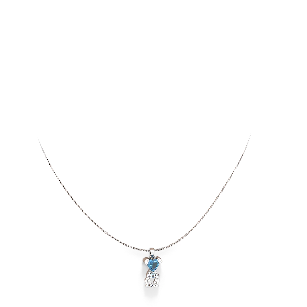 Blue Topaz Puppy Love 14K White Gold pendant P5800