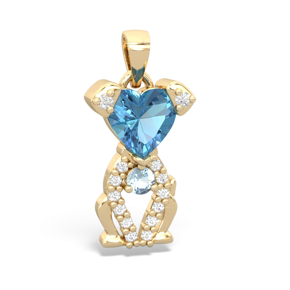 Blue Topaz Puppy Love 14K Yellow Gold pendant P5800