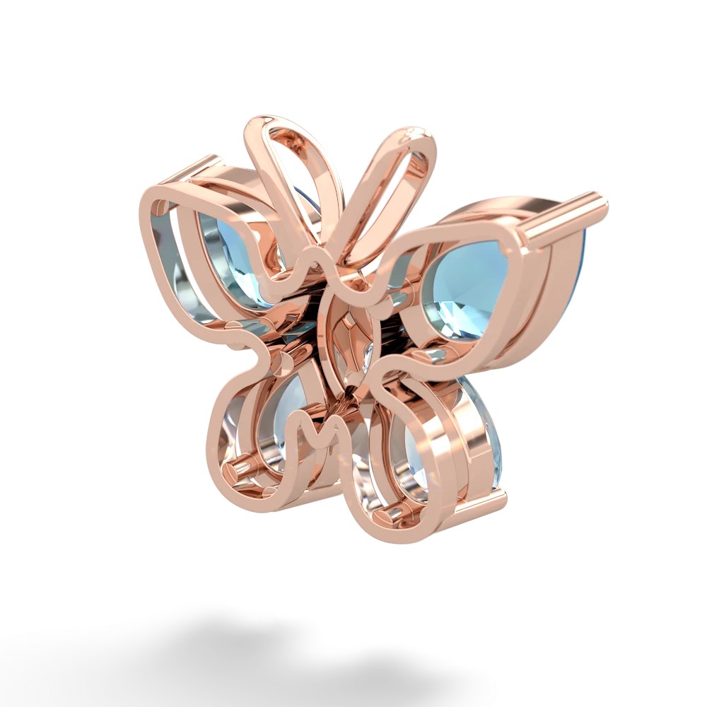 Blue Topaz Butterfly 14K Rose Gold pendant P2215