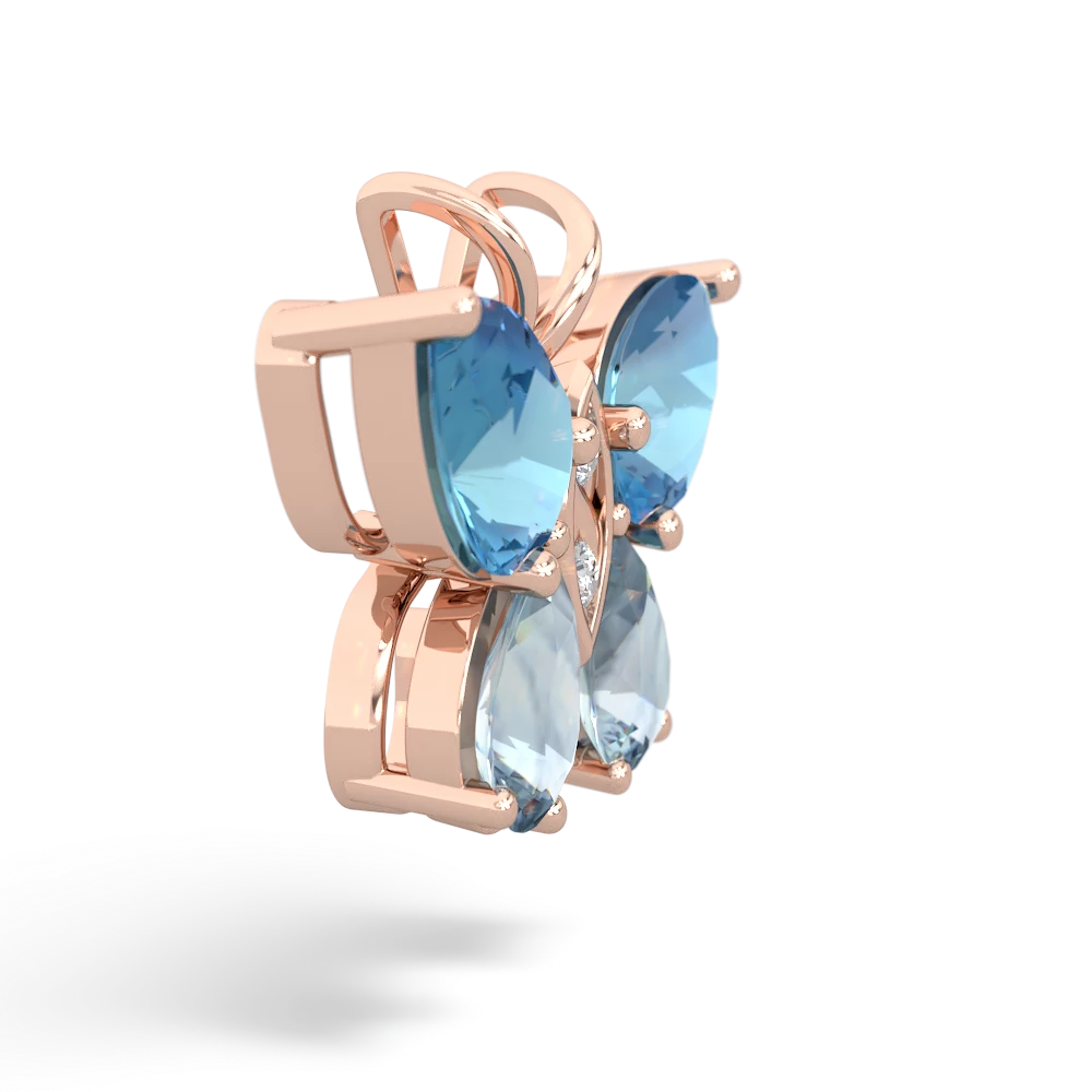 Blue Topaz Butterfly 14K Rose Gold pendant P2215