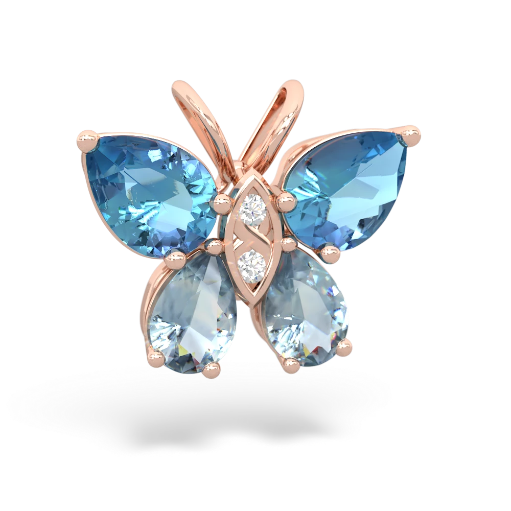 Blue Topaz Butterfly 14K Rose Gold pendant P2215