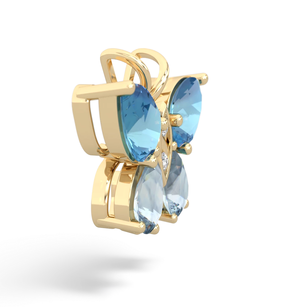 Blue Topaz Butterfly 14K Yellow Gold pendant P2215