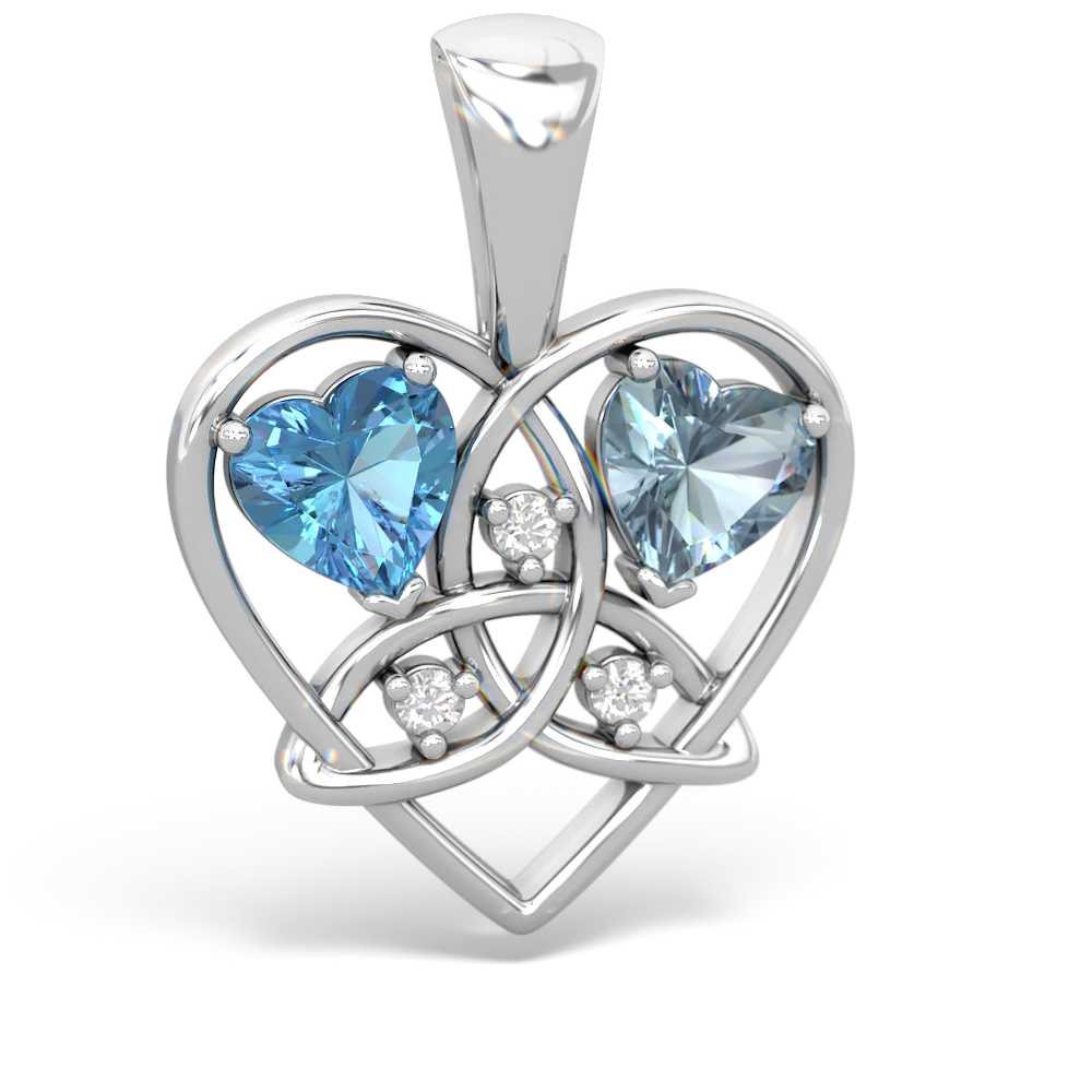 Blue Topaz Celtic Trinity Heart 14K White Gold pendant P5331