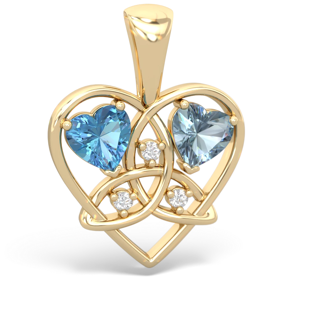 Blue Topaz Celtic Trinity Heart 14K Yellow Gold pendant P5331